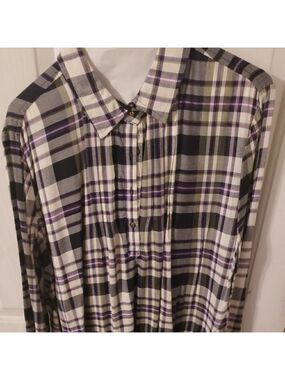 CATO Plaid Shark Bite Hem Tunic